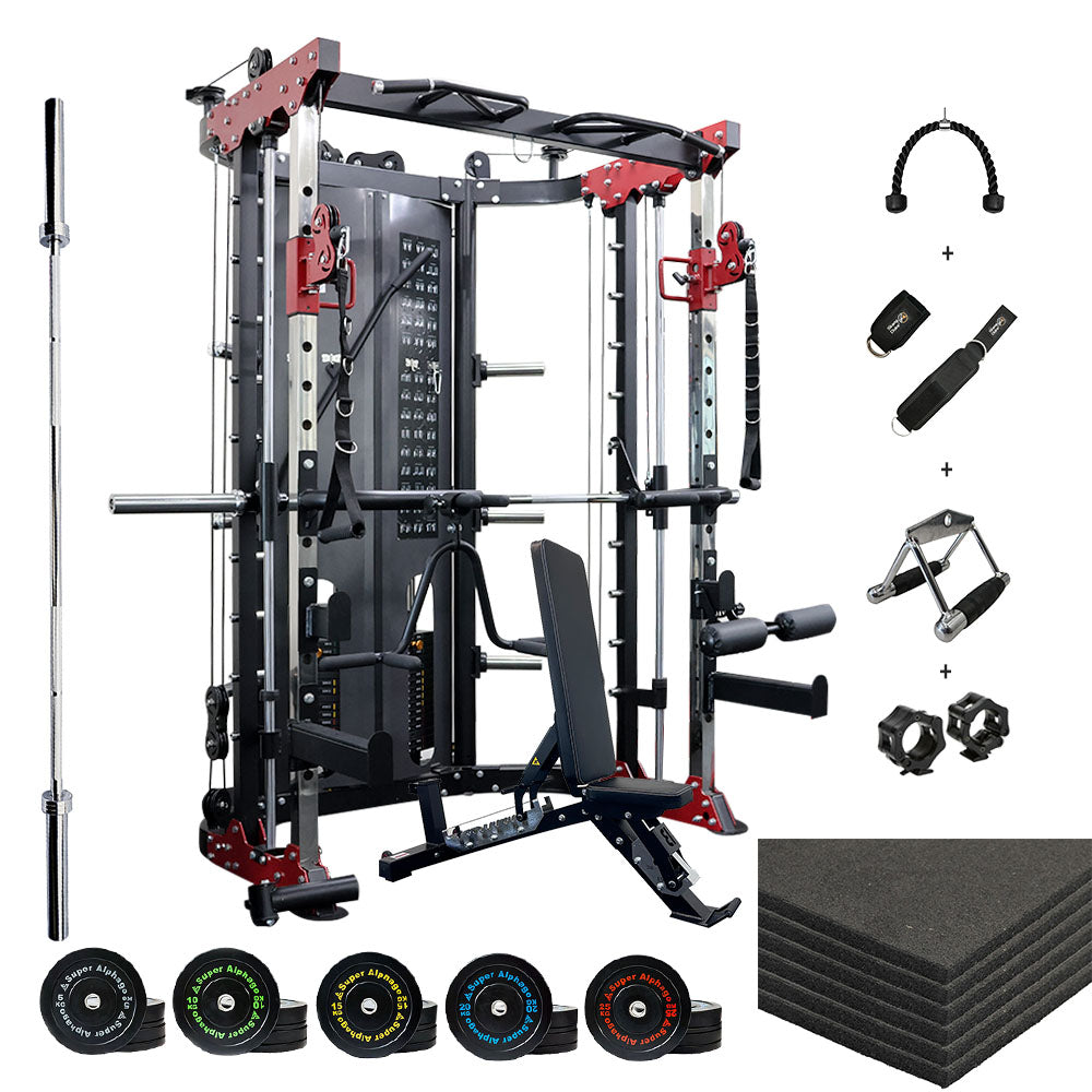 smith machine BL181 package with weights bench barbell mats cable attachment