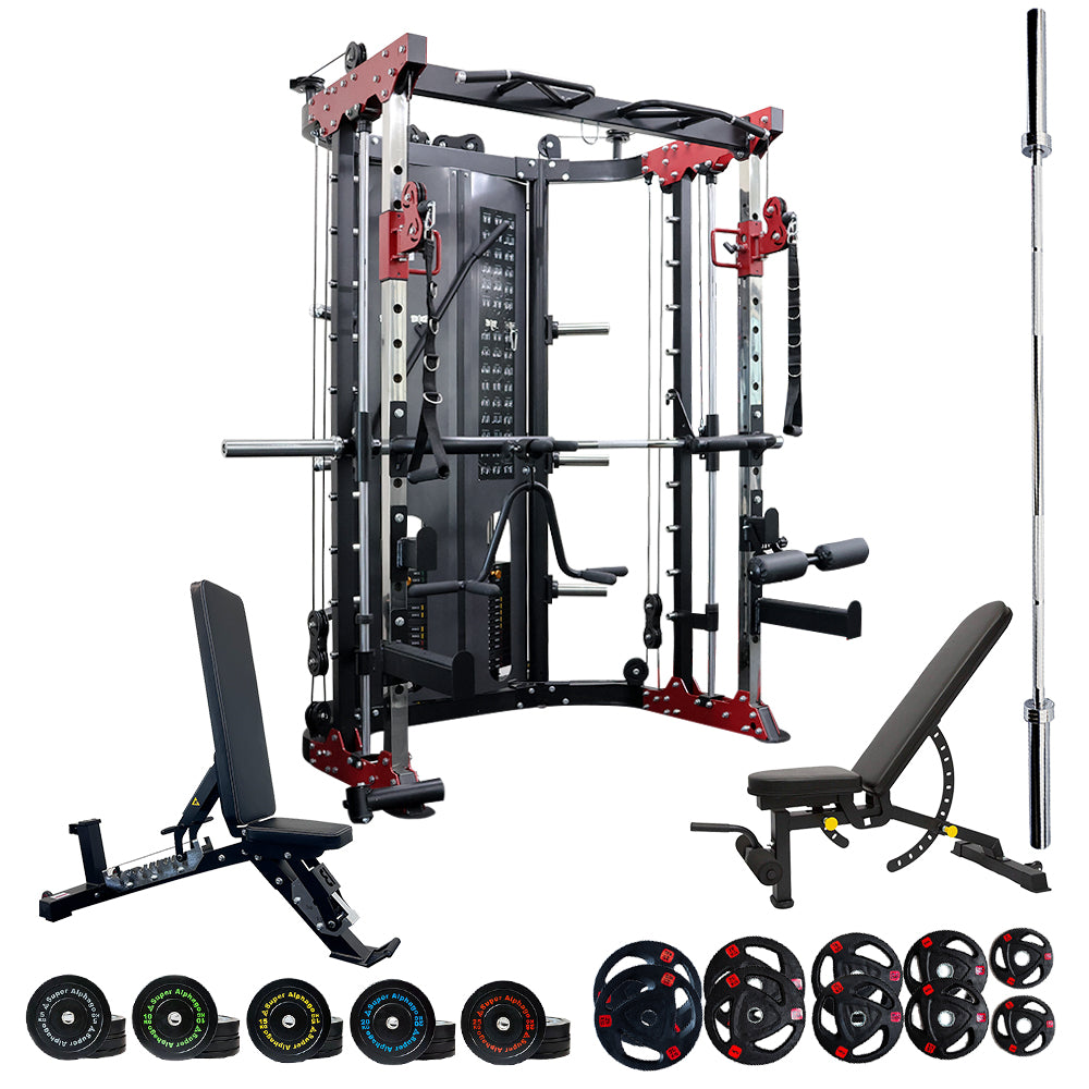 smith machine bl181 package with weights bench bar