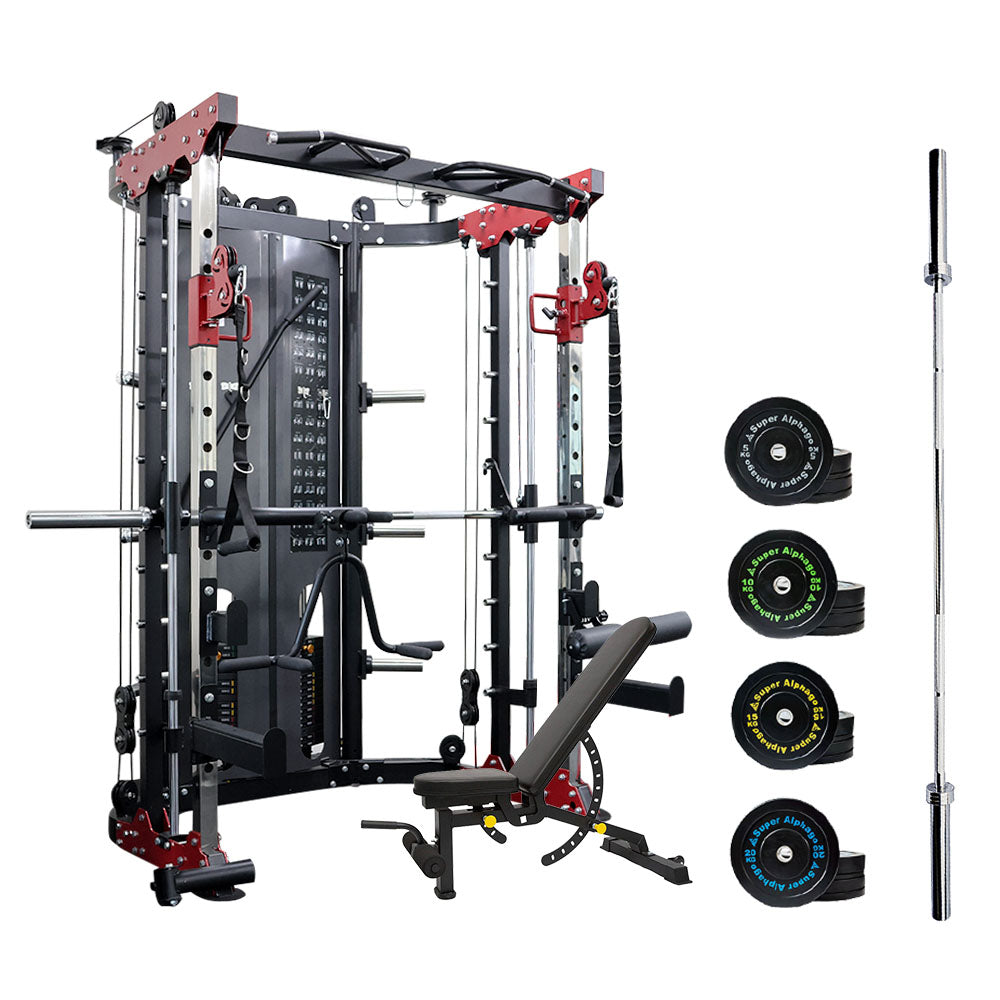 counterbalanced smith machine bl181 with bench weight plates and barbell