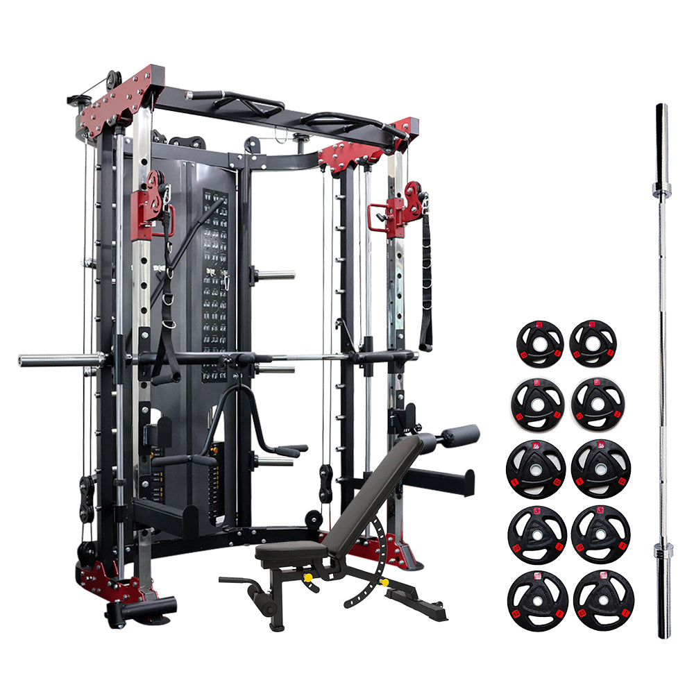 counterbalanced smith machine bl181 with bench weight plates and barbell