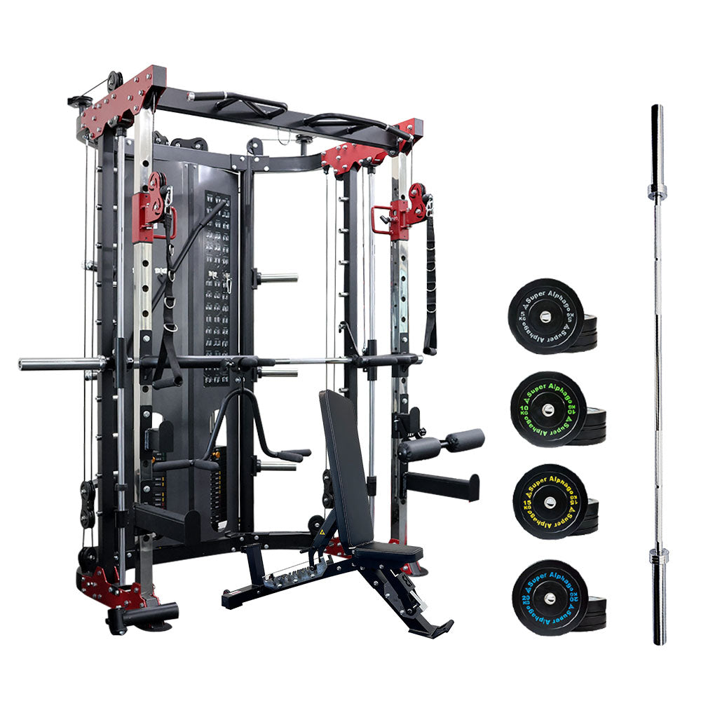 counterbalanced smith machine bl181 with bench weight plates and barbell