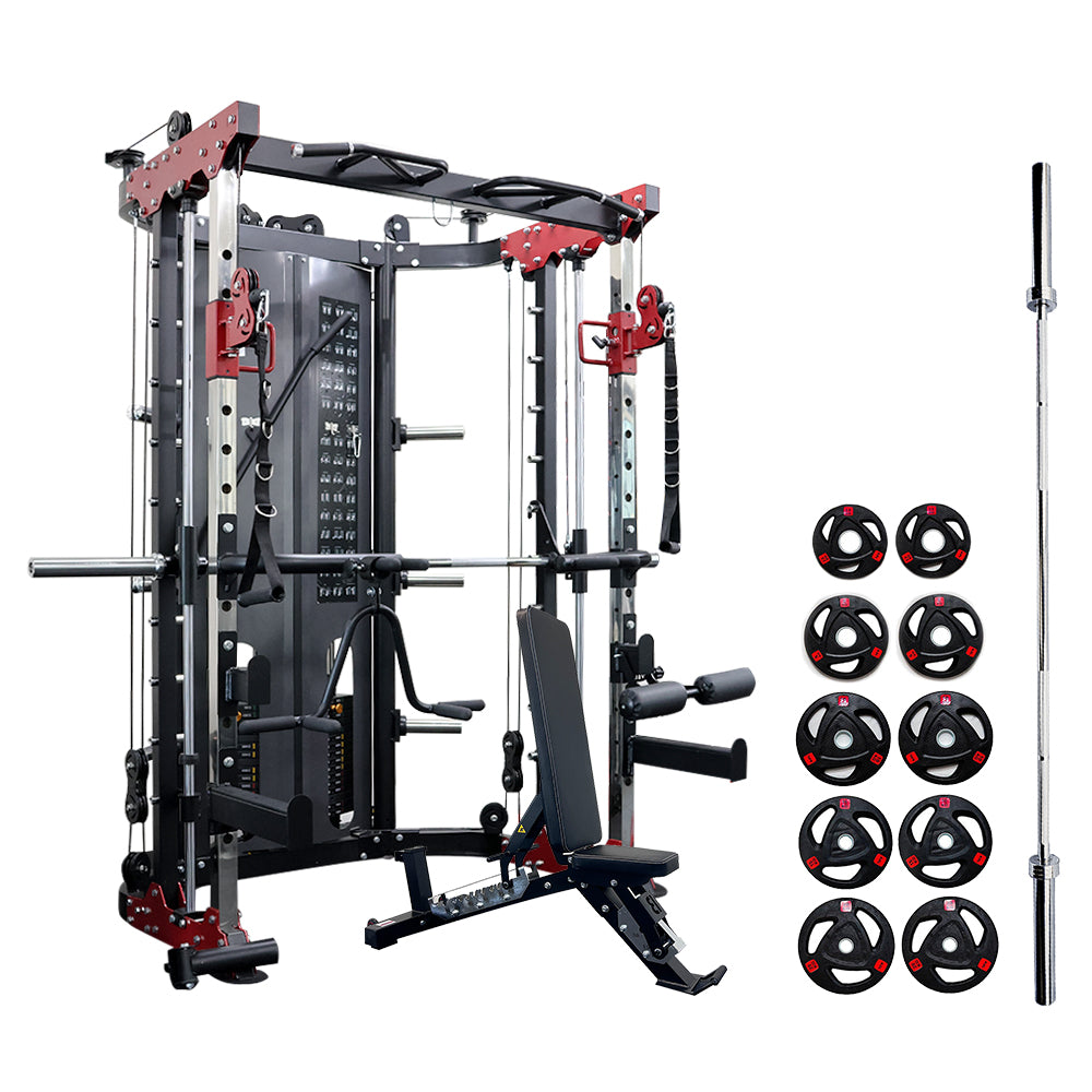 counterbalanced smith machine bl181 with bench weight plates and barbell