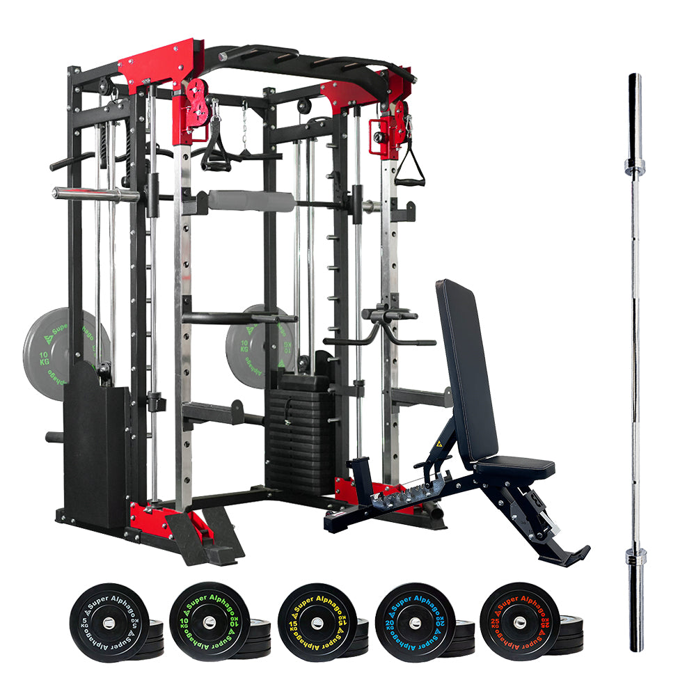 Smith Machine JL006 + 2.2m Bar + Weights + Bench