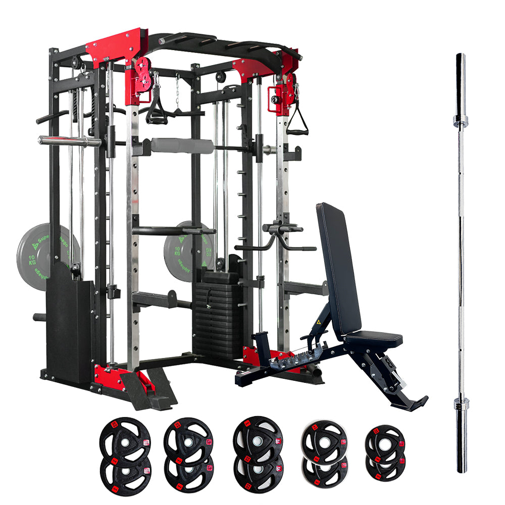 Smith Machine JL006 + 2.2m Bar + Weights + Bench