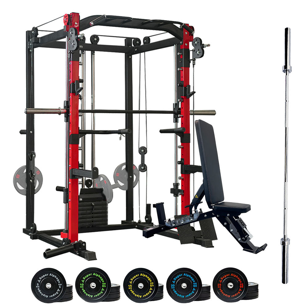 Smith Machine SP024 + 2.2m Bar + Bench + Weights