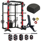 Pre-Order | Smith Machine SP024 + 6pcs Gym Mats + 1 Pair of Collars + 2.2m Bar + Weights + Bench | ETA Late Nov