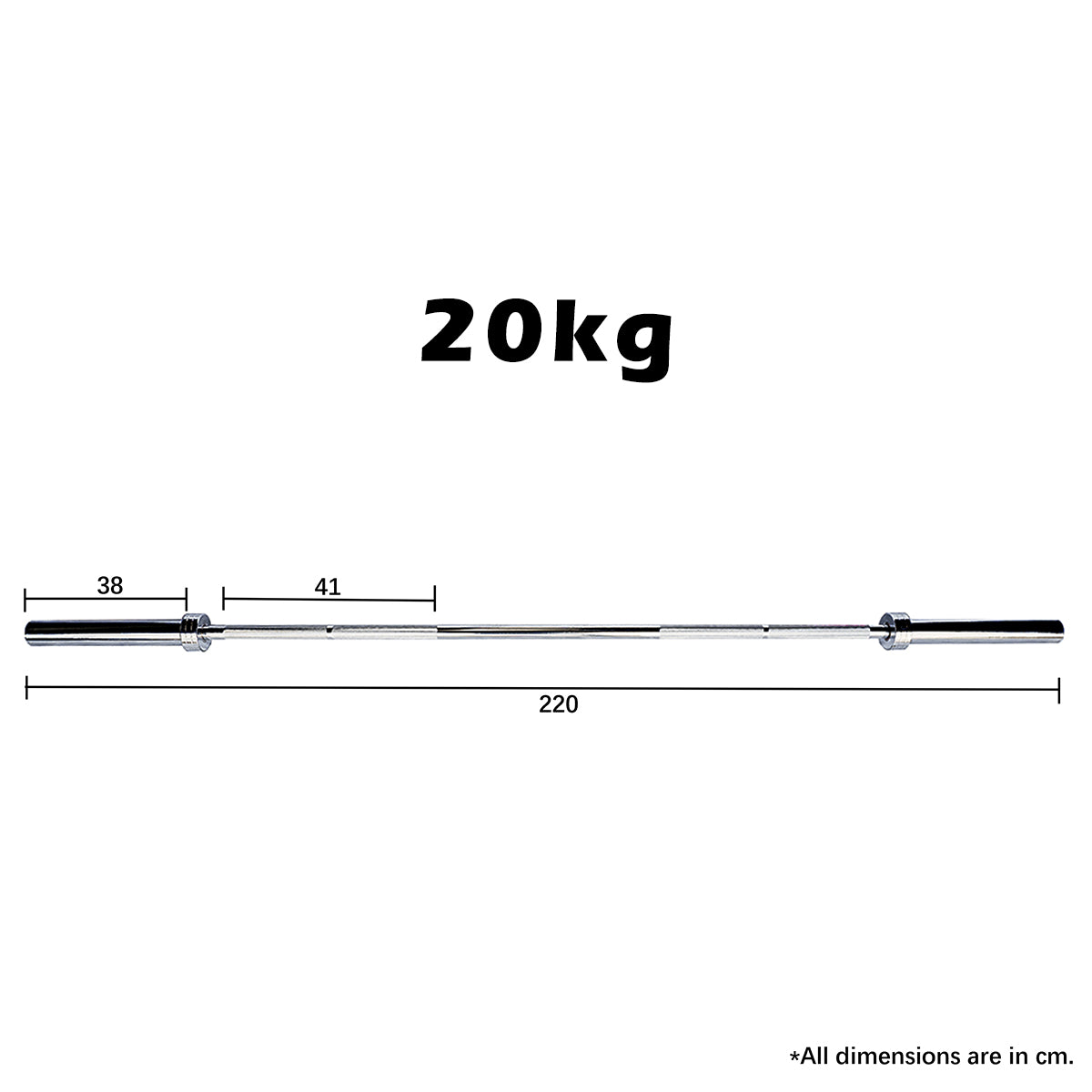 2.2m Silver Olympic 700lb Straight Barbell dimensions